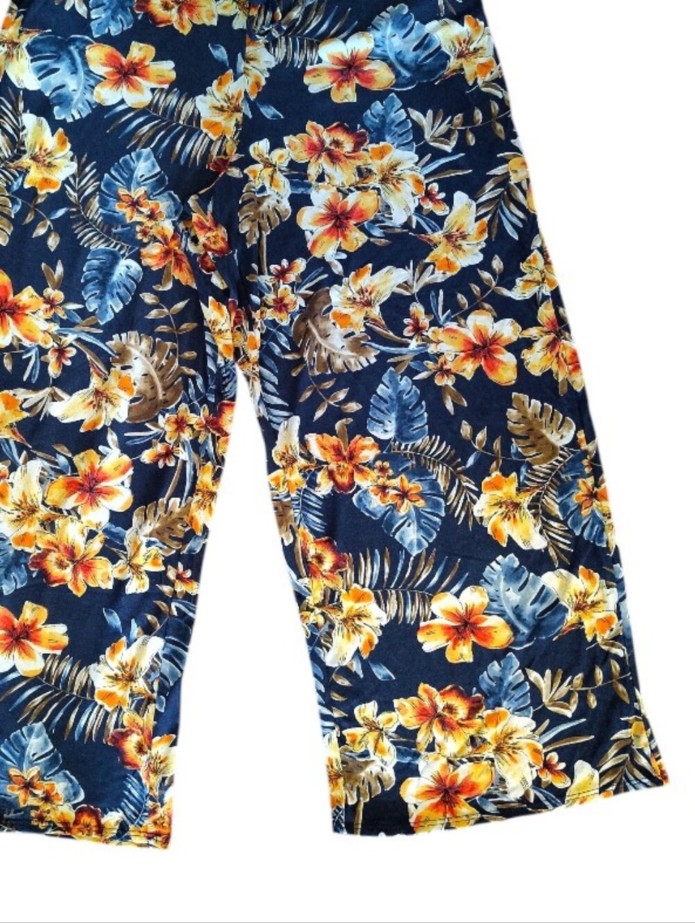 Promises Promises Blue Tropical Print Pull‎ On Palazzo Beach Pants Plus 1X - Picture 5 of 8
